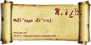 Mánya Örsi névjegykártya